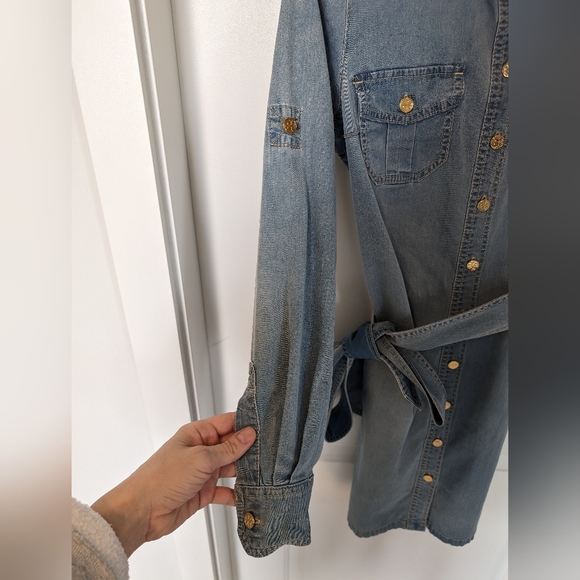 Tory Burch Light Denim Blue Belted Brigette Shirt Dress - Size 6 (M) - Picture 5 of 16